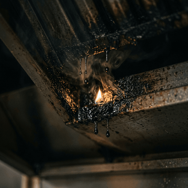 Riesgo de incendio por grasa en cocina industrial